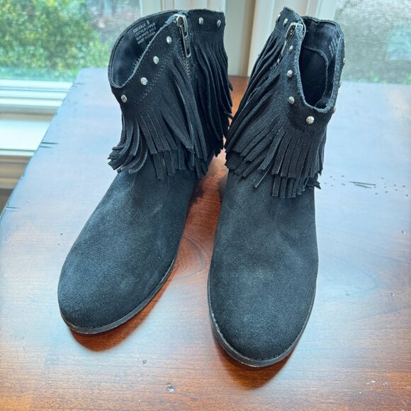 Minnetonka Black Suede Fringe Ankle Boot - Picture 6 of 10